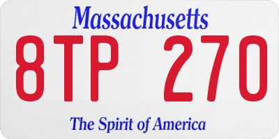 MA license plate 8TP270