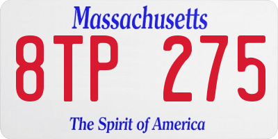 MA license plate 8TP275