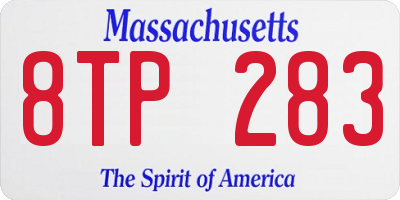 MA license plate 8TP283
