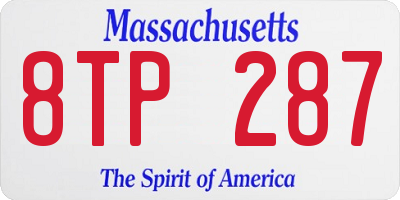 MA license plate 8TP287