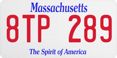 MA license plate 8TP289