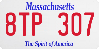 MA license plate 8TP307