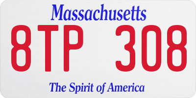 MA license plate 8TP308