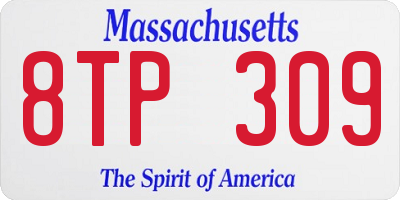 MA license plate 8TP309