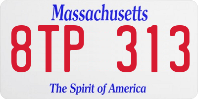 MA license plate 8TP313