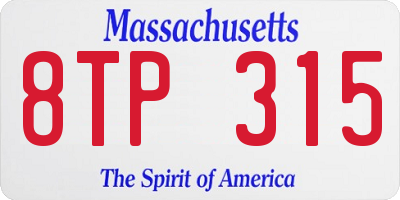 MA license plate 8TP315
