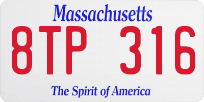 MA license plate 8TP316