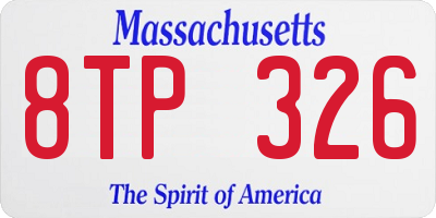 MA license plate 8TP326