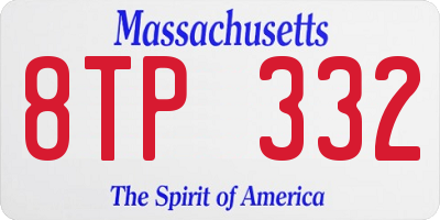 MA license plate 8TP332