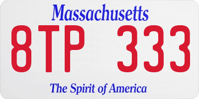MA license plate 8TP333