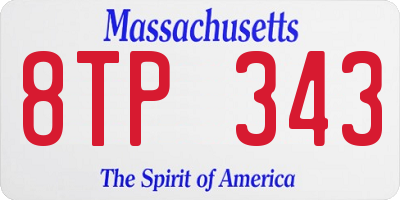 MA license plate 8TP343
