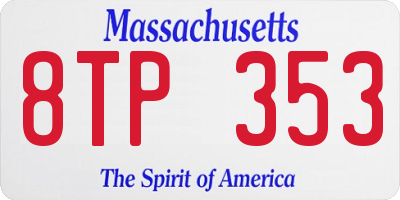 MA license plate 8TP353