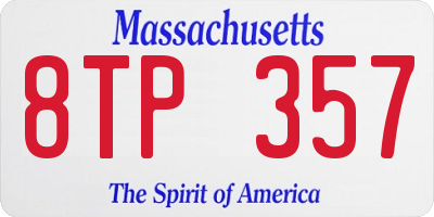 MA license plate 8TP357