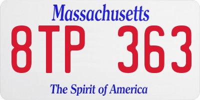 MA license plate 8TP363