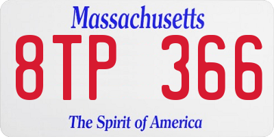 MA license plate 8TP366