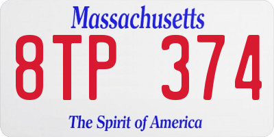 MA license plate 8TP374