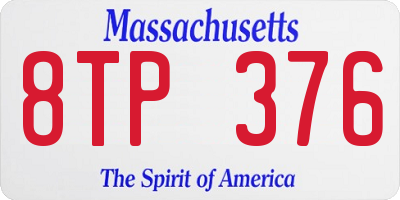 MA license plate 8TP376