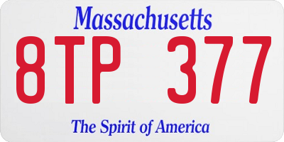 MA license plate 8TP377