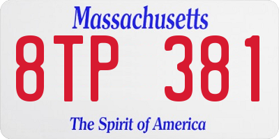 MA license plate 8TP381