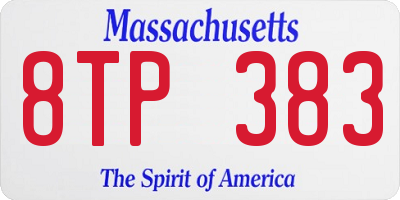 MA license plate 8TP383