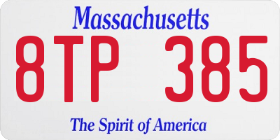 MA license plate 8TP385