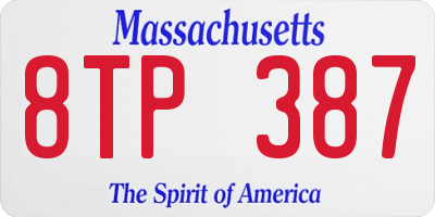 MA license plate 8TP387