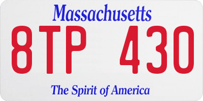 MA license plate 8TP430