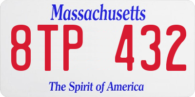 MA license plate 8TP432