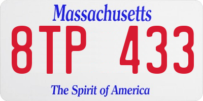 MA license plate 8TP433