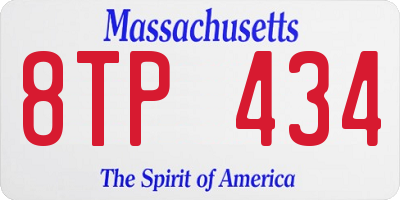 MA license plate 8TP434