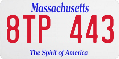 MA license plate 8TP443