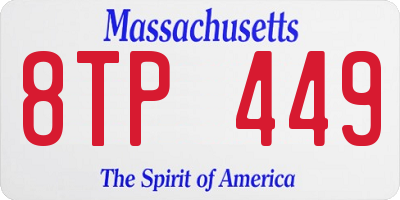 MA license plate 8TP449