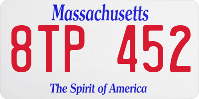 MA license plate 8TP452