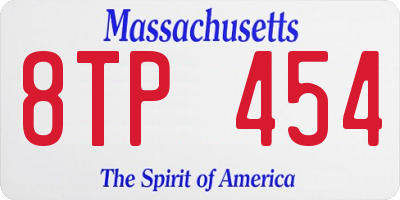 MA license plate 8TP454