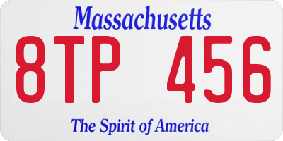 MA license plate 8TP456