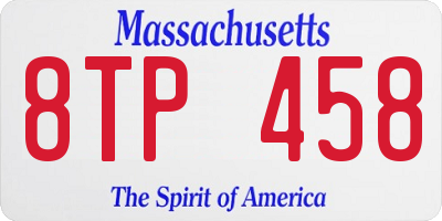 MA license plate 8TP458