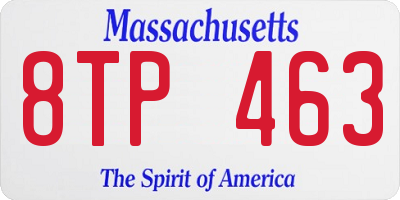 MA license plate 8TP463