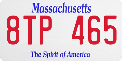 MA license plate 8TP465