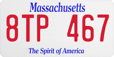 MA license plate 8TP467