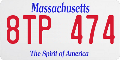 MA license plate 8TP474