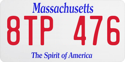 MA license plate 8TP476