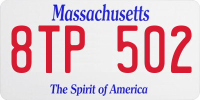MA license plate 8TP502
