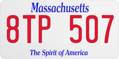 MA license plate 8TP507