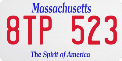 MA license plate 8TP523
