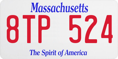MA license plate 8TP524