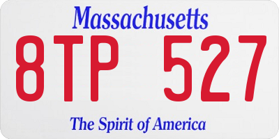 MA license plate 8TP527