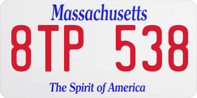 MA license plate 8TP538