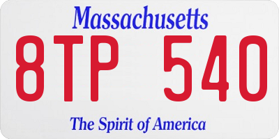 MA license plate 8TP540