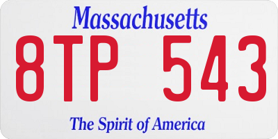 MA license plate 8TP543