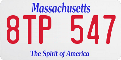 MA license plate 8TP547